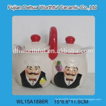 Chef kitchenware series ceramic condiment set with spoon